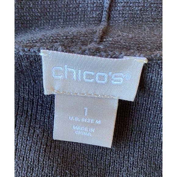 COPY - Chico's Knit Sheer Open Front Cardigan 1/Medium Black Animal Print Contr… - Picture 5 of 8